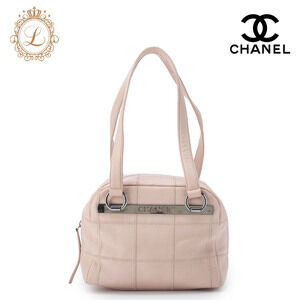 Chanel Shoulder Bag the Chocolate logo caviar leather pink